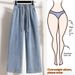 Plus-size Women's Elastic Waist Jeans, Mid-rise, Slimming, Thin Straight-leg Pants, Loose And Versatile Wide-leg Pants_ecoleips.com