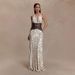 Women's Clothing Elegant Fashionable Polka Dot V Neck Patchwork Dress Backless Waist Cinching Lace Maxi Women's Dress_ecoleips.com