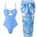 High-Waisted Midi Skirt Two Piece Set for Women Metallic Five-Pointed Star Beach Vacation Swimsuit Hot Selling New 2026_ecoleips.com