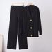 Women's European American Style Fashion Suit Cardigan Copper Button Top Casual Pants Two Piece Set Spring Autumn New_ecoleips.com