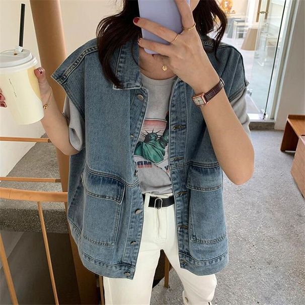 Women's Clothing Loose Casual Gradient Washed Denim Jacket Spring And Autumn Short Jacket Tops_ecoleips.com