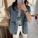 Women's Clothing Loose Casual Gradient Washed Denim Jacket Spring And Autumn Short Jacket Tops_ecoleips.com