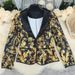 Women's Printed Blazer Jacket – Slim-Fit Long Sleeve Professional Top (Black/White/Yellow, S-XL)_ecoleips.com