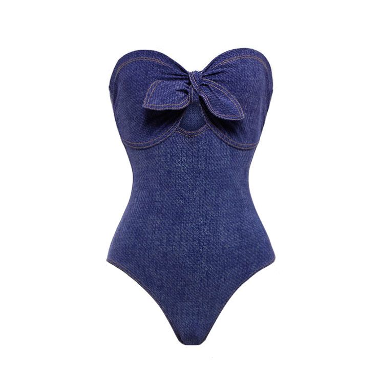 Women's stylish beach vacation one-piece swimsuit set_ecoleips.com