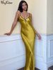 Hugcitar Sleeveless Slips Backless Patchwork Lace Up Cut Out Elegant Sexy Maxi Prom Dress 2023 Women Fashion Beach Party Outfit_ecoleips.com