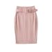 K New High Waisted Suit, Hip Hugging Skirt, Commuting Split Waist Belt A-line Skirt_ecoleips.com