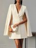 2026 European And American Cross-Border Autumn Commuting Double-Breasted Shawl Cape Solid Color Blazer Dress_ecoleips.com