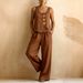 Women's Cotton Linen Two Piece Set Sleeveless Vest And Wide Leg Pants New 2026 Cross Border Available in Europe And America_ecoleips.com