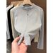 Fashionable Stand Collar Long Sleeve Zip-Up Tunic Top For Women – Slim Fit Casual Blouse With Dual Zipper Design_ecoleips.com