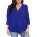 Plus-Size V-Neck Chiffon Blouse – Flowy 3/4 Sleeve Tunic Top For Women, Lightweight & Breathable (1XL-5XL, 8 Colors)_ecoleips.com
