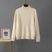 Women's Thickened Semi High Collar Woolen Fleece Lined Sweater Autumn Winter Fashion Top Cross Border Style_ecoleips.com
