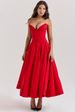 Women's Clothing Solid Color V Neck Large Swing Sleeveless Herringbone Tube Top Elegant Sexy Slim Fit Mid Length Dress_ecoleips.com