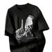 Foreign Trade Women's Clothing European And American Dark Style Round Neck Drop Shoulder T-Shirt Loose_ecoleips.com
