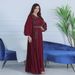 500364 Muslim Dubai Women's Fashion Beaded Long Robe Evening Gown With Belt_ecoleips.com