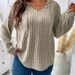 Fall/Winter Solid Color Plus Size Women's Hoodie With V-Neck, Long Sleeves, And Fringed Fleece Finish_ecoleips.com