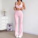 AD395 Cross-Border Halter Neck U-Neck Tank Top Women's Yoga Set With Ruched Butt-Lift Tight Pants For Sports And_ecoleips.com