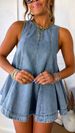 Summer Fashion Casual Loose Sleeveless Denim Shorts Set for Women European And American Style Cross Border 2026_ecoleips.com