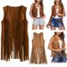Women's Boho Suede Fringe Vest Sleeveless Longline Jacket Western And Vintage Aesthetic 6 Styles 20 plus Colors_ecoleips.com