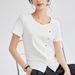 Front Shoulder Square Neck Short For Women In Summer 2025, New High-End Irregular Half Sleeved Top, Slim Fit And_ecoleips.com