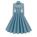 Women's Long Sleeved Dress French Bow 50s Large Flared Skirt Autumn New Style Cross Border European American Women's Dress_ecoleips.com