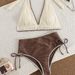 Color Blocked Bikini Two Piece Lace Swimsuit for Women European And American Export Summer Beach Wear_ecoleips.com