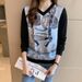 Streetwear Patchwork Long Sleeve T-Shirt For Women - Oversized Graphic Tee With Contrast Panels, Casual & Trendy (Multiple Sizes)_ecoleips.com