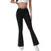Women's Clothing Women's High-Waisted Straight Leg Flared Pants Letter Print Elastic Casual Sports Trousers Slimming Breathable_ecoleips.com