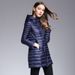 Autumn And Winter Women's Lightweight Medium Length Hooded Fit Large Size Slim White Duck Down Portable Coat_ecoleips.com