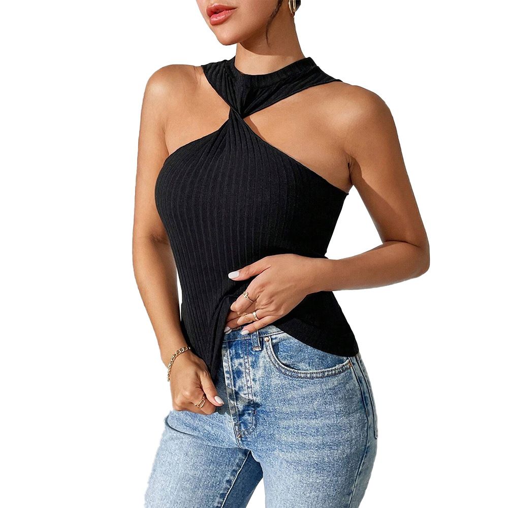 Women's Clothing Sexy Design Twisted Halter Neck Slimming And Body Shaping Party Sexy Vest Tube Top_ecoleips.com