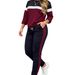 Women's Two-Piece Set Minimalist Color-Block Striped Round Neck Long-Sleeved Top With Comfortable Pocket Pants Spring/Autumn_ecoleips.com