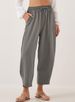Women's High-Waisted Loose Fit Casual Pants Autumn/Winter Drawstring Pockets Vacation Style_ecoleips.com