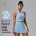 Caijue Women's Fitness Sports Set Outdoor Badminton Tennis Apparel with Lapel Top And Running Skirt for Running_ecoleips.com