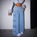 Y2K High-Waisted Bowknot Jeans – American Retro Washed Denim Pants (XS-XL, Light/Dark Blue)_ecoleips.com