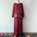 Women's Literary Retro Two-Piece Set Gold Foil Top & Wide Leg Pants Loose Fit Summer Fashion_ecoleips.com