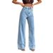Cross-Border European And American Trade New Women's Jeans High Waist Loose Retro Floor-Length Wide Leg Pants_ecoleips.com