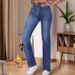 Women's Fleece-Lined Winter Jeans – High-Waisted Stretch Denim With Cozy Inner Fluff, Zip & Button Closure | Relaxed Fit, Blue Wash | S-XL_ecoleips.com