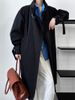 Luxi Design~Autumn High End British Minimalist Luxury Style Mid Length Over Knee Windbreaker Coat For Women 9972_ecoleips.com