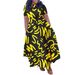 C8619 Cross-Border Women's Fashion 2025 New Fashionable Elegant Lace-Up African Print Short Sleeve Flared Export Dress_ecoleips.com