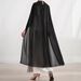 Women's Clothing Black And White Leaf Mesh Embroidery Fashion Cloak Two Piece Dress_ecoleips.com