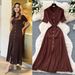 Women's French Retro Polo Collar Dress High End Waist Cinching Long Knit Metal Buckle Slim Fitting Short Sleeved_ecoleips.com
