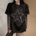 Summer Solid Color Star Printed Splicing Loose And Thin Short-sleeved T-shirt_ecoleips.com