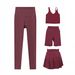 U Shaped Vest Cropped Pants Shorts And Skirt Four Piece Set For Women Slim Fit Stretchy Sportswear_ecoleips.com
