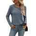 Women's 2025 Autumn/Winter New Loose And Casual V-neck Button Top Pit Striped T-shirt For Women_ecoleips.com