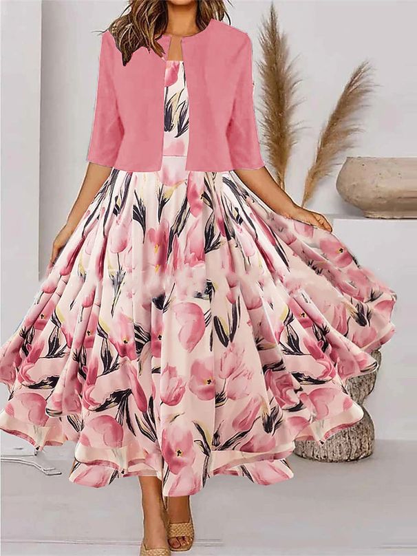 Women’s Clothing New autumn and winter women's clothing big swing dress plus small jacket two piece set_ecoleips.com
