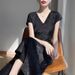 New Chinese-style Women's Clothing, National-style Satin Cheongsam V-neck Dress, Summer 2025 New Model, Slimming And_ecoleips.com