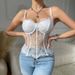 Sexy See through Lace Suspenders Women's Fishbone Wrapped Chest Buttoned Small Inner Wear Cross Border Clothing Top_ecoleips.com
