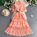 French-Inspired Vacation Sundress With Round Neck, Puff Sleeves, And Tiered Flowy Skirt_ecoleips.com