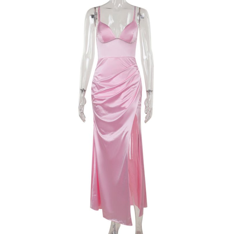 Women's Clothing Temperament Sexy Slim Diamond Chain Suspender Dress Skirt Women_ecoleips.com