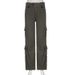 Retro Hot Girl Multi-Pocket Workwear Straight Washed Mid-Waist Jeans 2023 Autumn European And American Style New Long_ecoleips.com