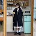 Women's Trench With Cotton Padding, Autumn And Winter, Petite Size, 2025 New Style, Mid-Length, Loose Fit, Black Padded_ecoleips.com